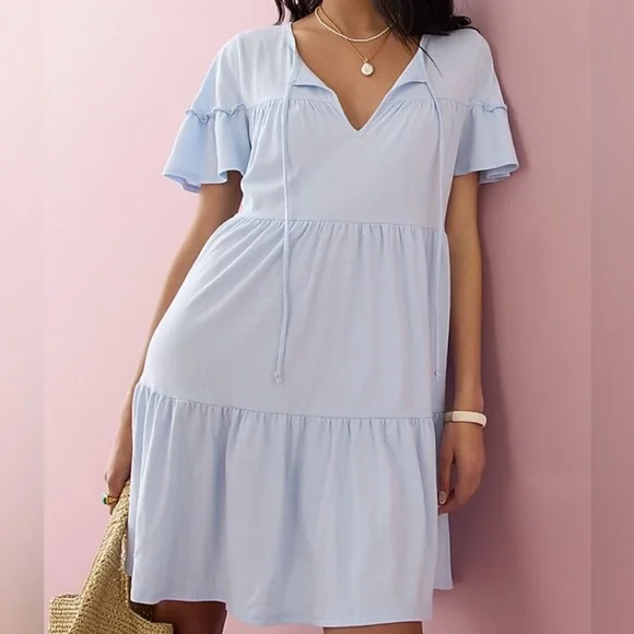 NEW J Crew Broken-in jersey tiered mini dress!!! - Picture 2 of 3